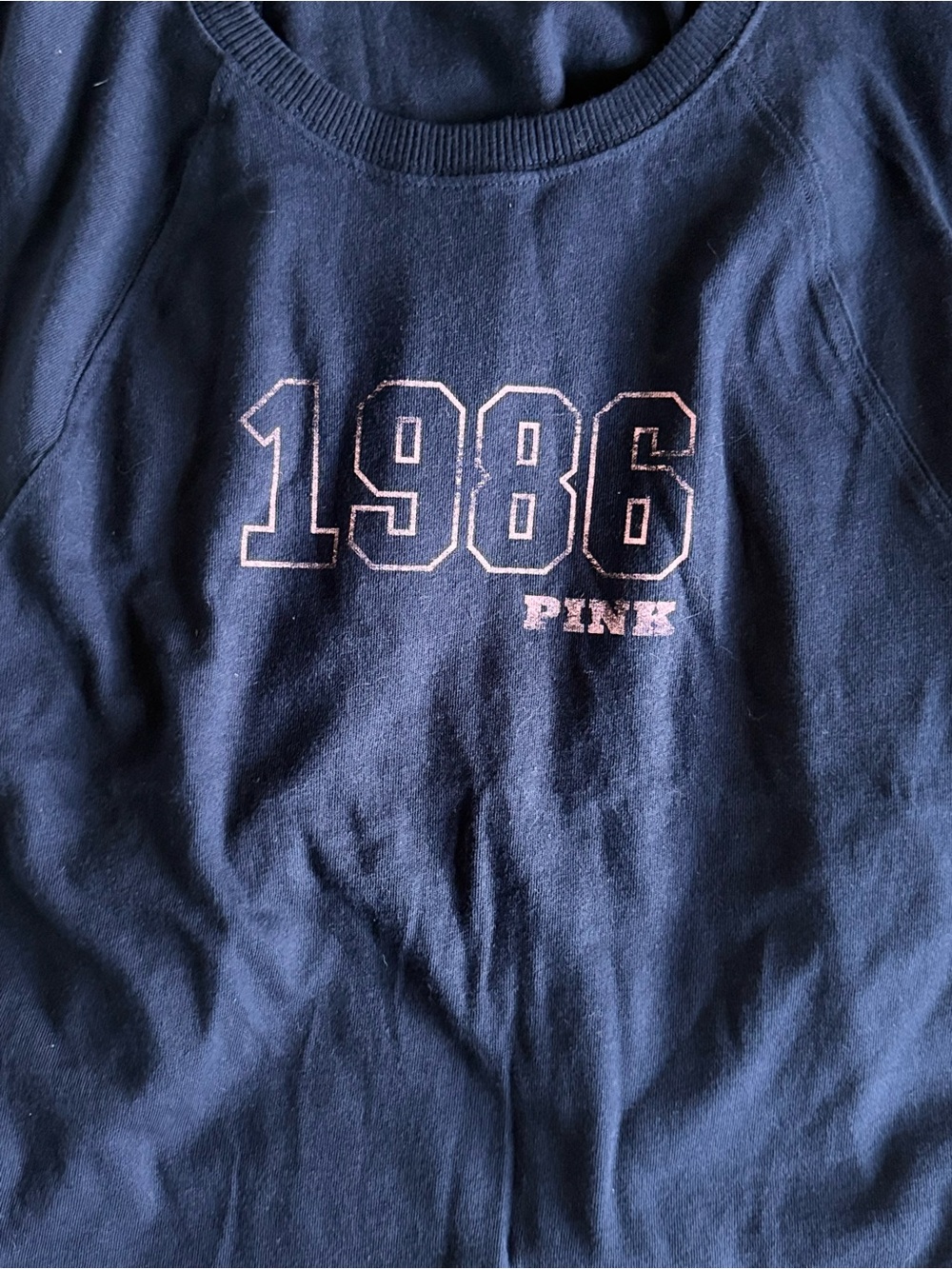 PINK Victoria's Secret Navy Muscle Tee with Pink '1986' Logo